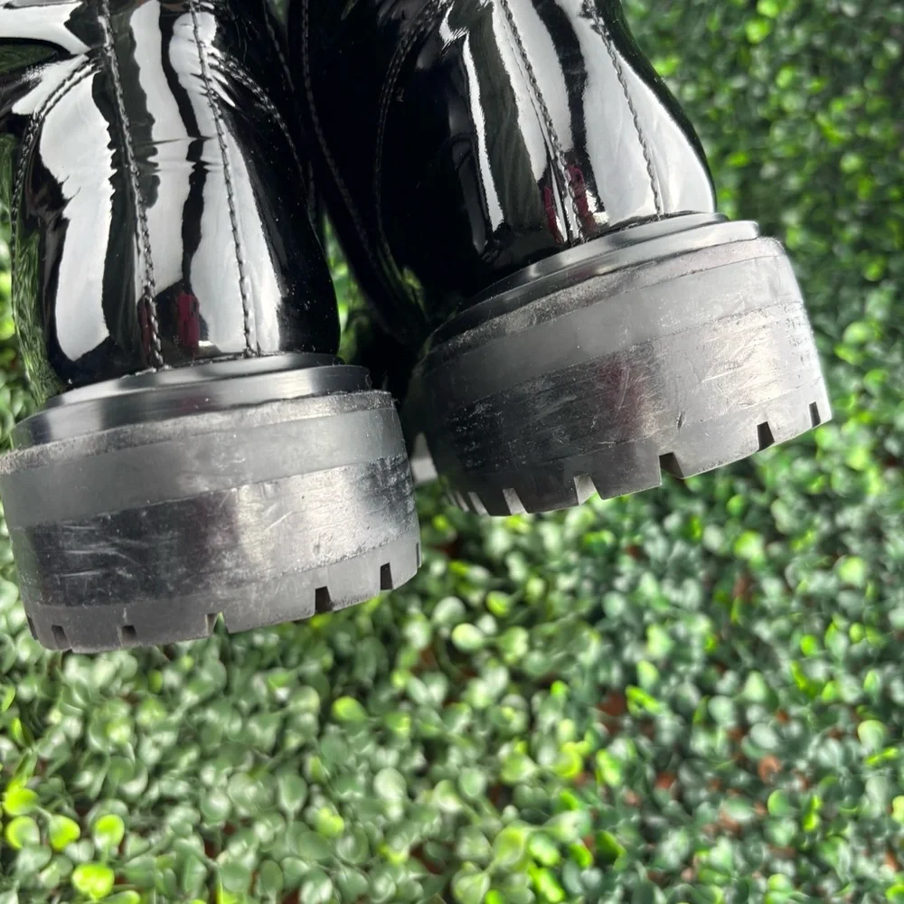 TORY BURCH PATENT LEATHER COMBAT BOOTS SIZE 7 WOMAN
